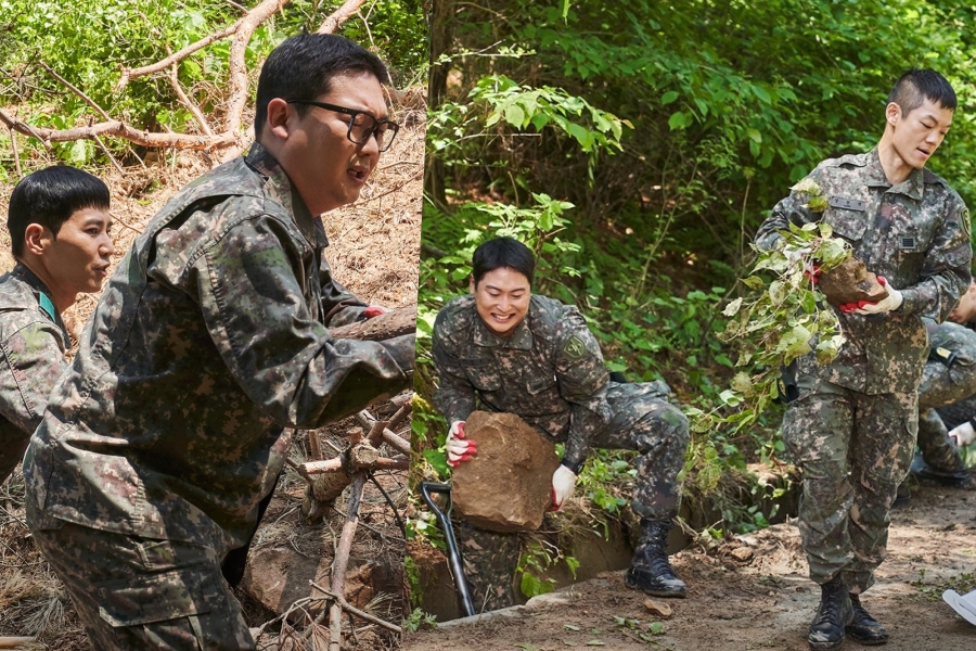 Kim Min Ho And His Fellow Soldiers Get Down And Dirty At Flood Recovery Site In “New Recruit 4: Sabotage”缩略图